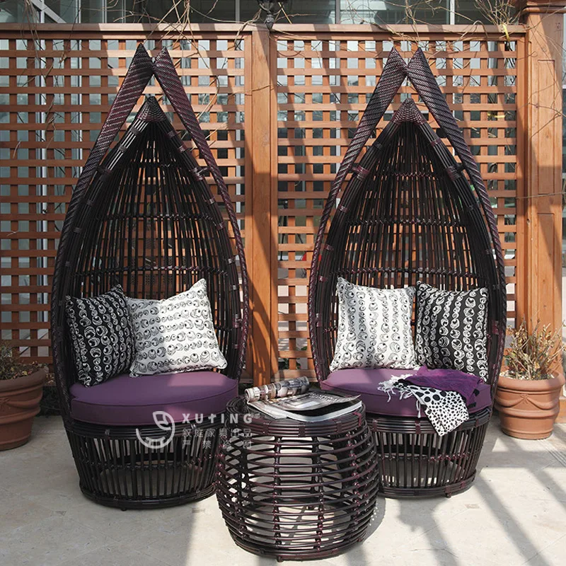 Manufacturer Nordic outdoor courtyard rattan chair designer single seat high back rattan sofa furniture outdoor rattan art ratta
