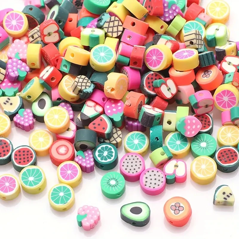 100pcs Mixed Style Clay Fruit Beads Set for DIY Jewelry Making, Bracelets, Necklaces, Earrings Crafts & G