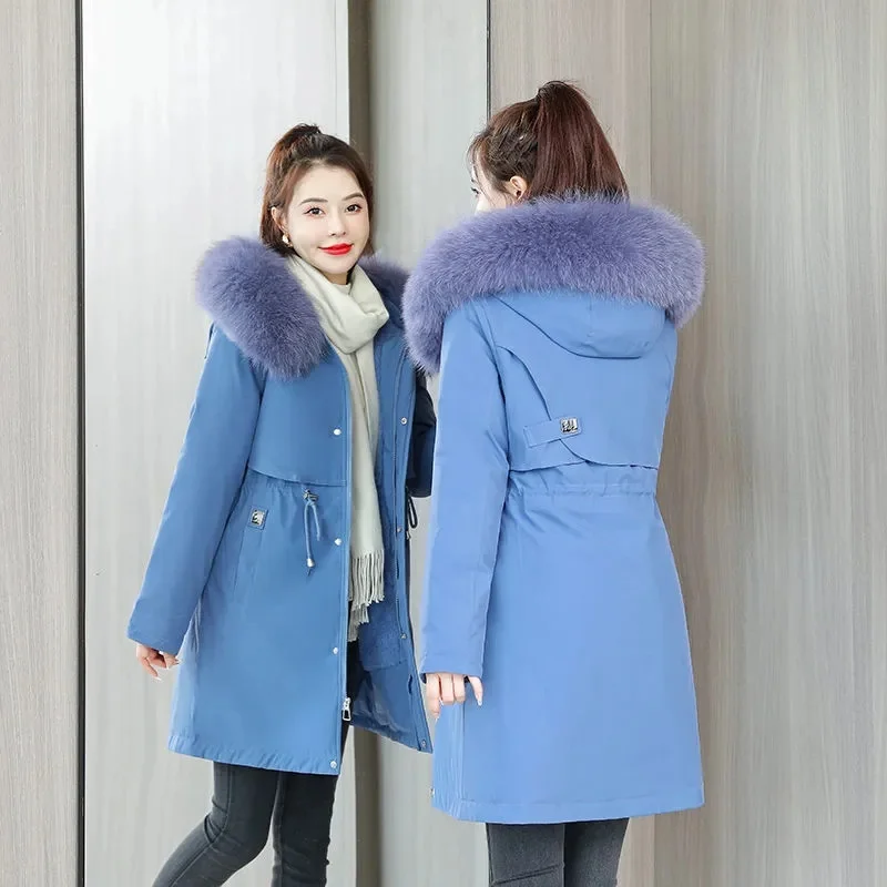 2022 New Cotton Thicken Warm Winter Jacket Coat Women Casual Parkas Winter Clothes Fur Lining Hooded Parka Mujer Coats