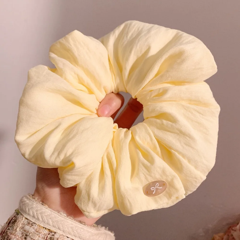 Conjunto de diadema de tela de gran tamaño, 1/2 Uds., nicho bonito y fresco, esquema de Color amarillo y blanco y diseño plisado para un estilo callejero diario