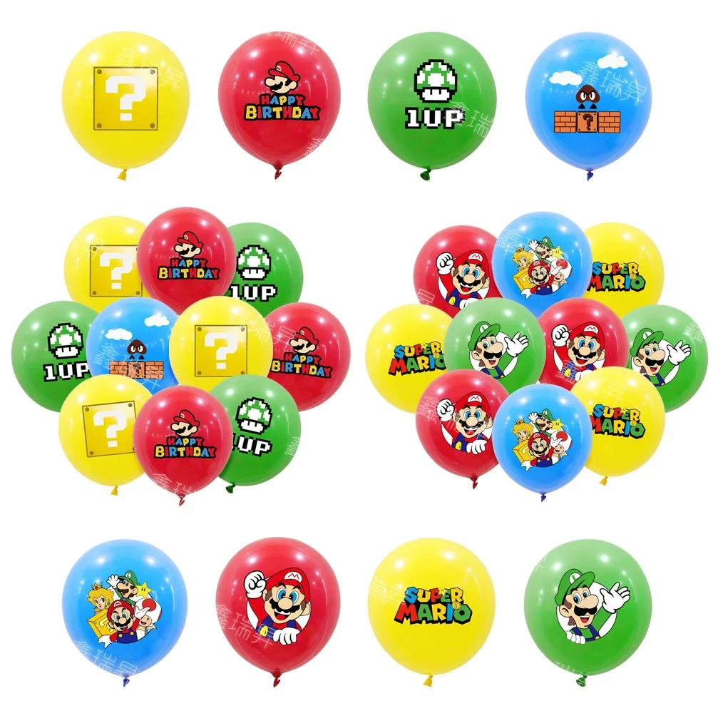 10Pcs Mario Bros Balloon Set Kawaii Anime Figure Balloons Kids Happy Birthday Party Decoration Supply Kids Toys Gifts