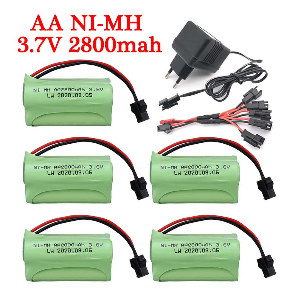 3.6V 2800mah NiMH Battery SM Plug and Charger For Rc toys Cars Tanks Robots Boats Guns Ni-MH AA 3.6 v Battery Pack toy accessory