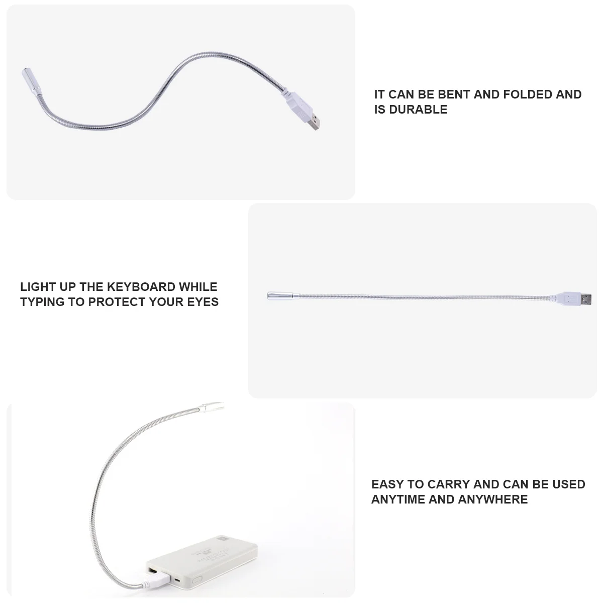 

4 Pieces Keyboard Eye Protection USB Reading Lamp High Brightness Flexible Gooseneck Light for Laptop Computer Keyboard Portable