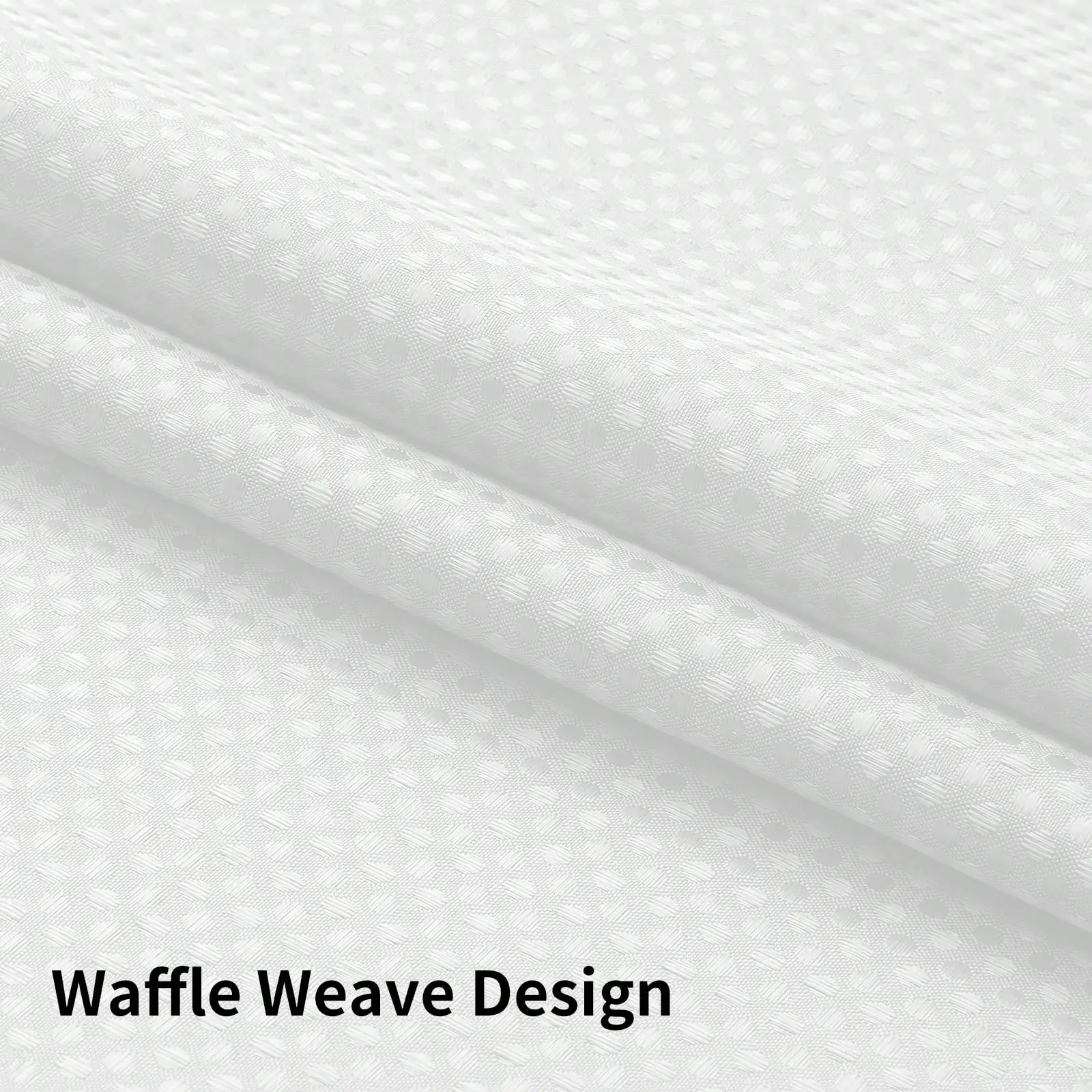 No Hook Shower Curtain With Snap In Fabric Liner, Waffle Weave Heavy Duty Thick Shower Curtains With Mesh Top Window, Hotel Style Waterproof Bathroom Curtain Set, White Fall Decor Bathroom Decor