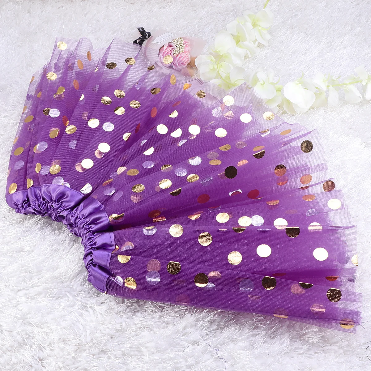 

Bronzed Sequin Tutu Skirt Purple Girls Party Tulle Layered Child Skirts Daily Wear Holiday Parties Performance Dancing Banquet