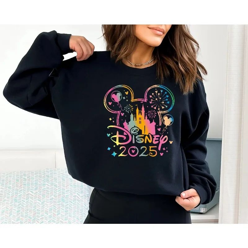 2025 Otoño/Invierno Disneyland - El lugar más feliz en la tierra - Sudadera con capucha de Mickey Mouse, sudadera con capucha del Castillo de Disney, camiseta deportiva