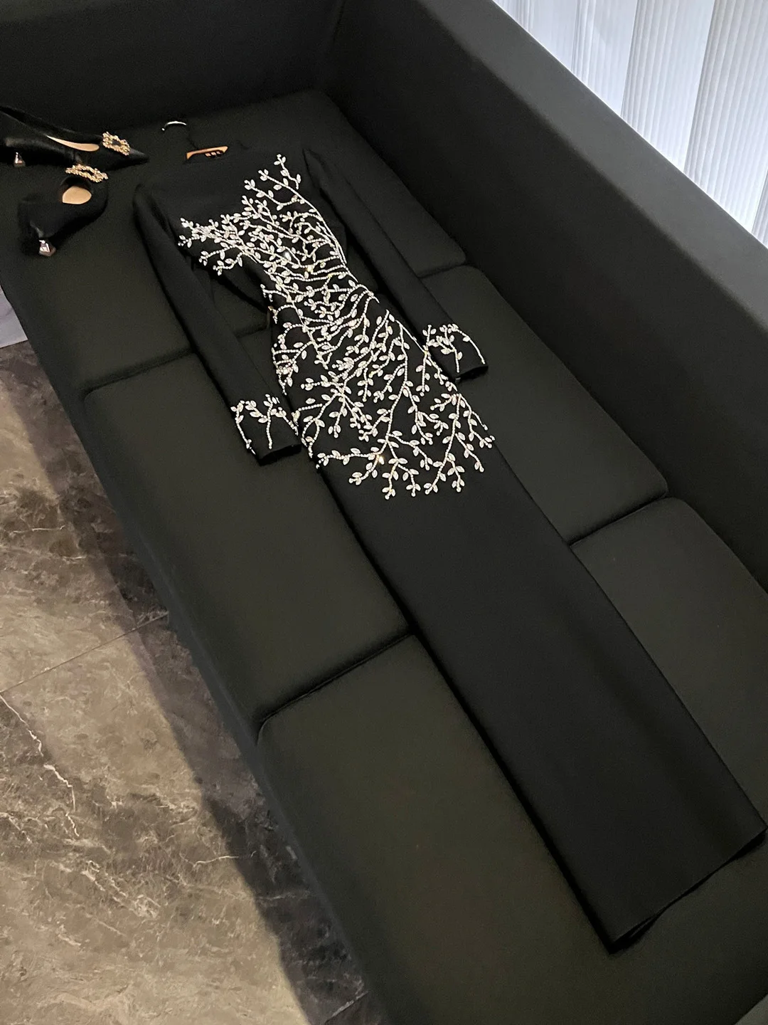 

Bla Long Heavy Embellied Slim Fit Dr Women's New Year's Ball Gown 2025 Winter Season Sexy Sle Polyester Fiber