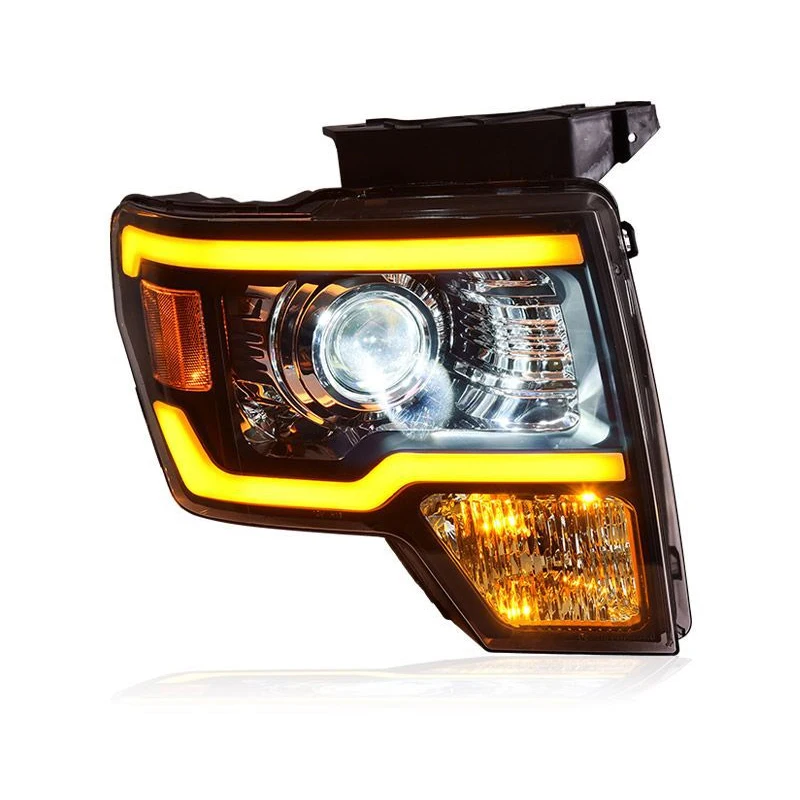 2 قطعة مناسبة لفورد 08-14 رابتور F150 مجموعة مصابيح أمامية تعديل LED النهار تشغيل ضوء تشغيل المياه بدوره إشارة عدسة