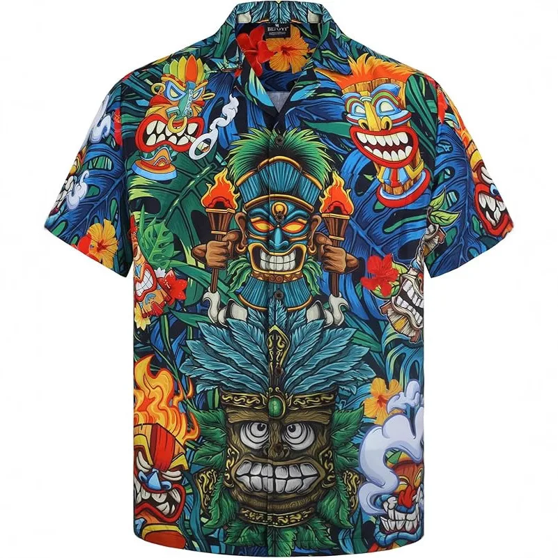 

New Men's Plus Size 3D Digital Printed Hawaiian Shirt