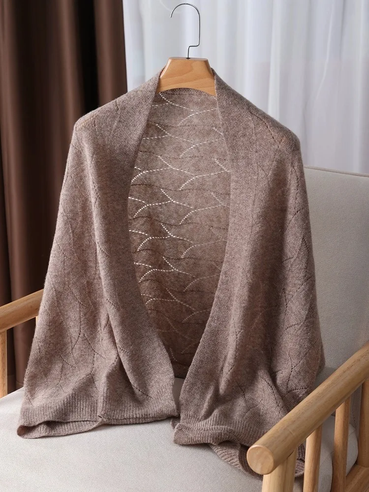 Novo lenço de lã pura feminino fino verão outerwear facionable high-end cor bordo le camere grande cachecol a céu aberto