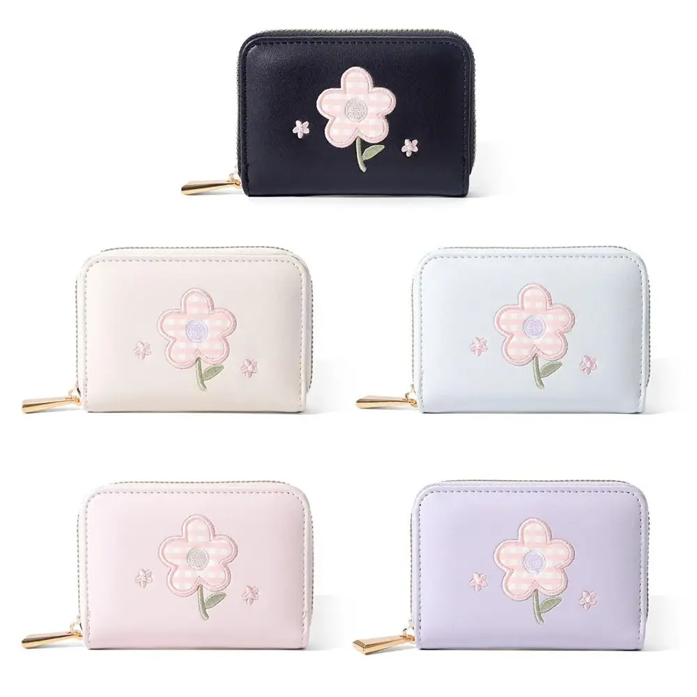 

Cute PU Leather Coin Purse Zipper Cartoon Flower Card Wallets Waterproof Money Organizers Women Girl