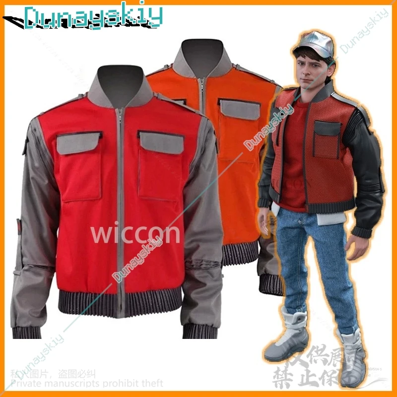 Anime Movie Back To The Futute Cosplay Jr Marlene Cos Seamus Marty Costume Red Orange Jacket For Man Boys Halloween Christmas