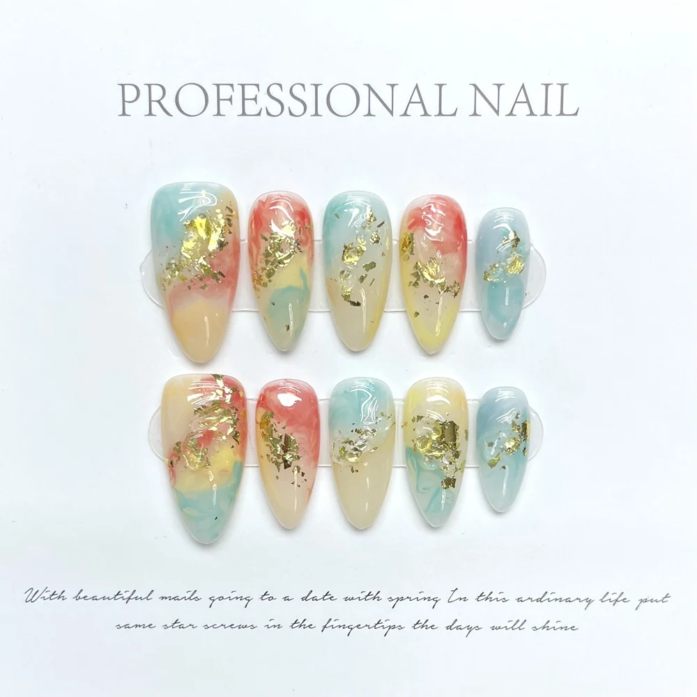Handmade Almond Press on Nails Y2k Red Luxury Korean Design Reusable Adhesive False Nail Full Cover Nail Tips Desired Life Store