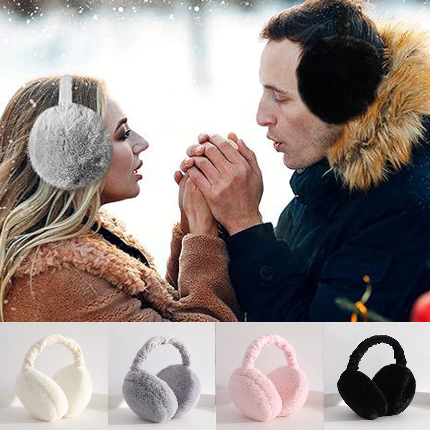 High Quality Earmuffs Faux Rabbit Fur Hang Ear Cover Warm Winter Headwear Ear Muffs Fur Earmuffs Unisex Adult Ear Warmer Fold