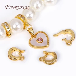 18K Gold Plated Pave Zircon Round Pendant Enhancer Brass Clips Bail Clasp Connectors For DIY Necklace Bracelet Jewelry Making