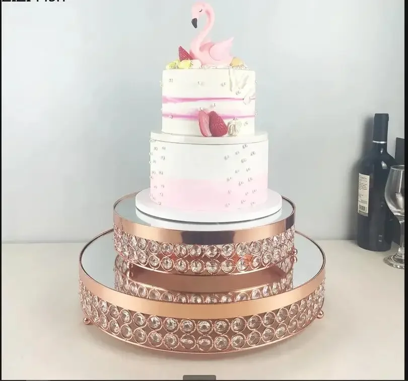 

Crystal Metal Cake Stand European Home Cake Decoration Tool Mirror Tray Storage Decoration Restaurant Dessert Display Stand