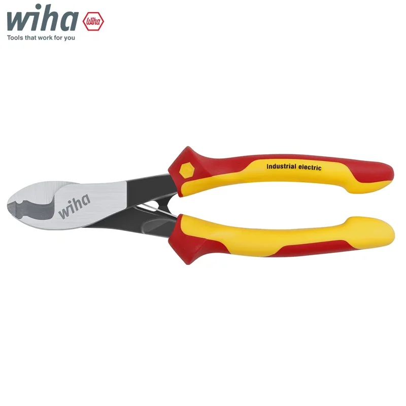 Wiha 43661 Industrial Electric Cable Cutter with Switchable Opening Spring 180mm 1000V Insulated Pliers