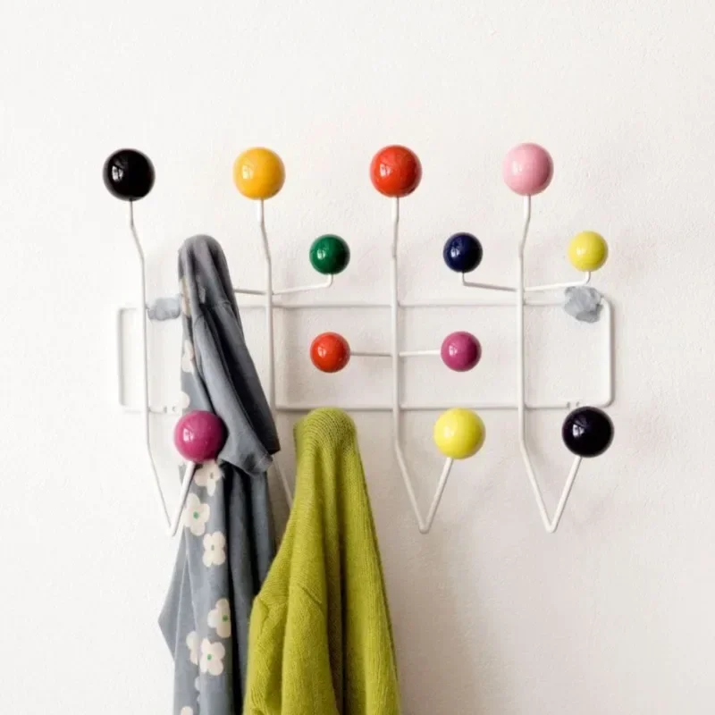 Modern Coat Racks Design Coat Stand for Clothes Metal Clothes Rack with Solid Wood Ball Wall Hanger Interior Furniture for Home