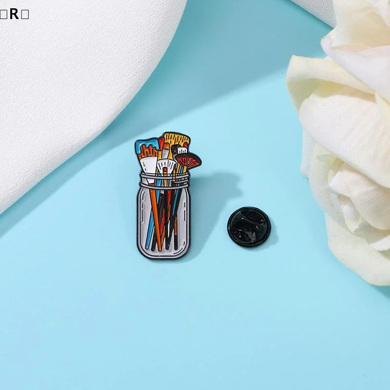 ómR zasPinsel im klaren Glas Emaille-Pin UV-Siebdruck Künstlerabzeichen Künstlerbedarf Brosche Make-up-Pinsel Pins zasWinter2 soi