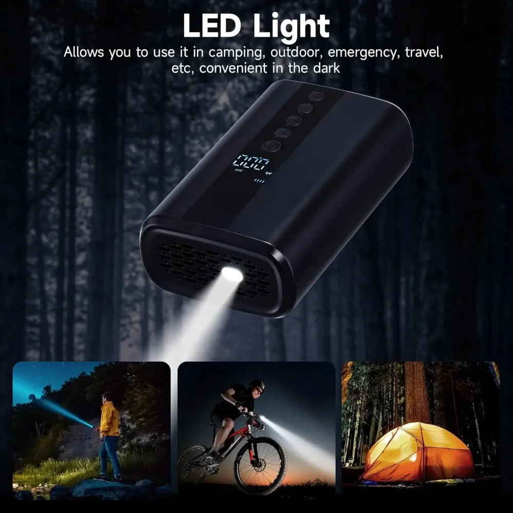 ミニタイヤインフレータポンプ、130PSI電動サイクルエアポンプバイクタイヤポンプシュレーダーバルブ、ロードバイク、オートバイ、電動自転車、ボール用