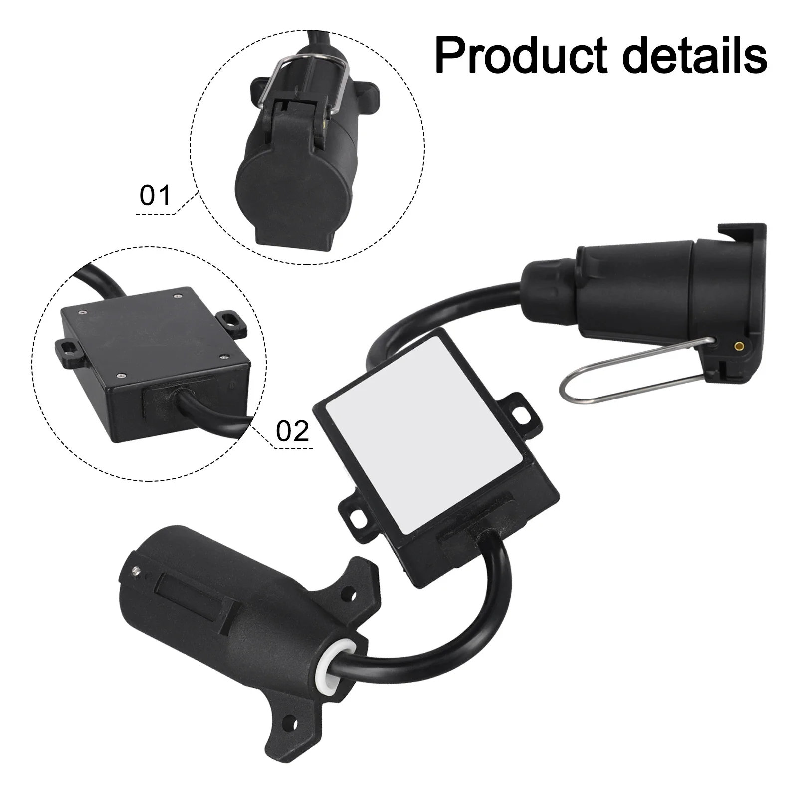 Trailer Light Converter Adapter US to EU for 7 Way Blade Socket to European Trailer Connector with Construction