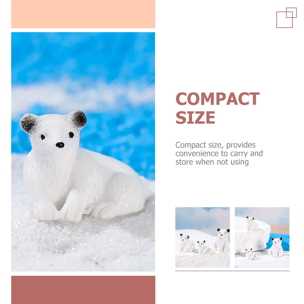 15 Pcs Resin Polar Bear Toys Figurines Animal Decor Statue Garden White Models Baby Miniature Adornment