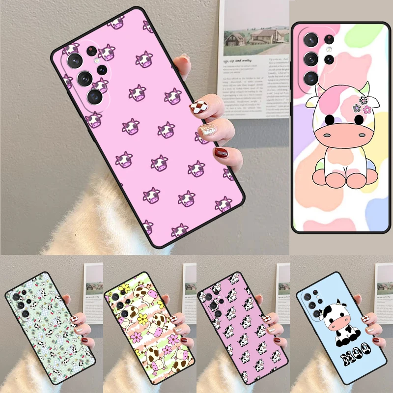 Tierische Niedliche Cartoon-Kuh Handyhülle für Samsung Galaxy Note 10 Pro S26 Ultra S23 S24 FE S25 S21 S22 PLUS Stoßfeste Schutzhülle