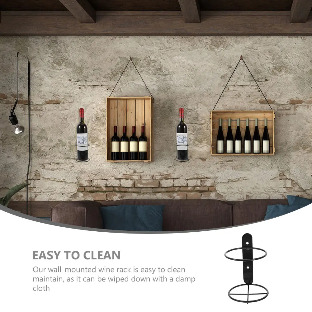 

1pcs Wall Mounted Rack Black Home Wall Rack Single Bottle Holder Space Saving Metal Stand For Home Storage Display