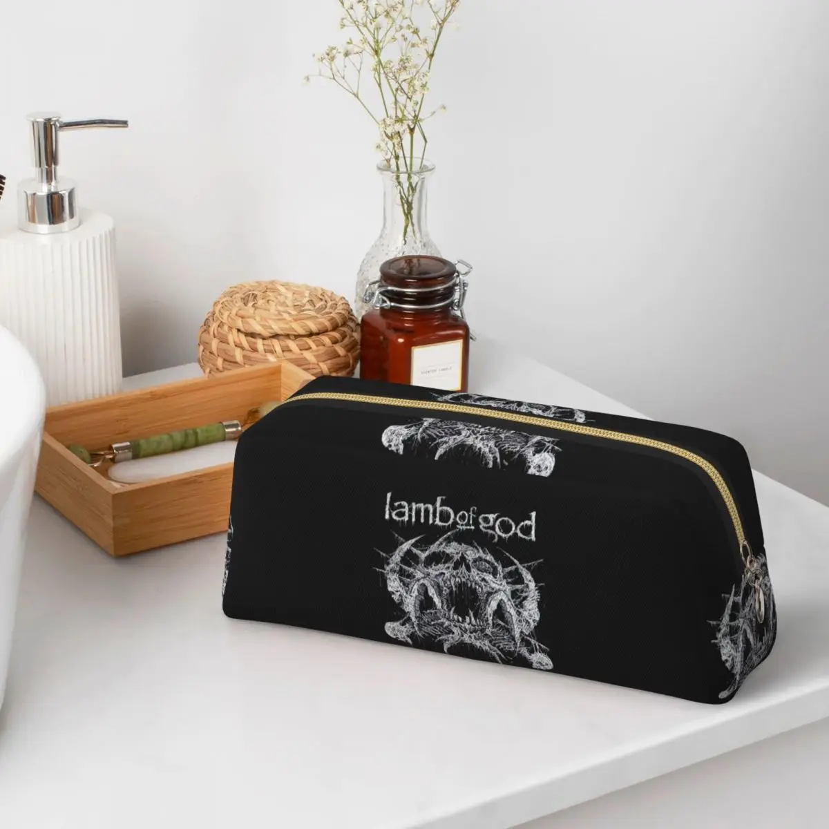 

Black Metal Lamb Of God (9) Pencil Cases for Student Gifts Pen Box Pencil Bag Big Capacity Pencil Pouch Pen Holder