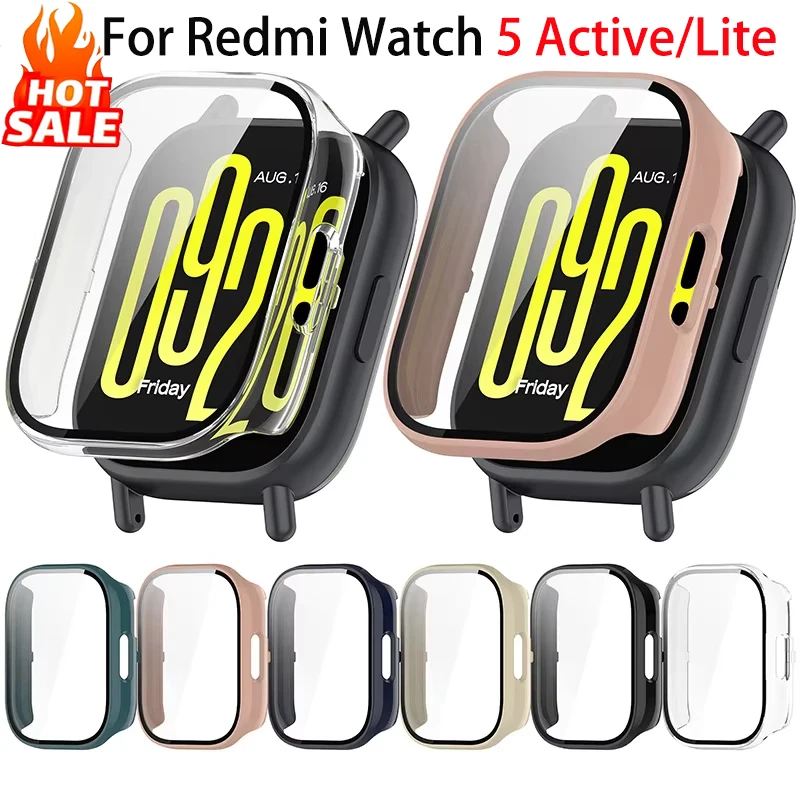 Tempered Glass Case For Redmi Watch 5 Active /5 Lite Smart Watch Strap Bumper Screen Protector Cover Film For Xiaomi Accessories