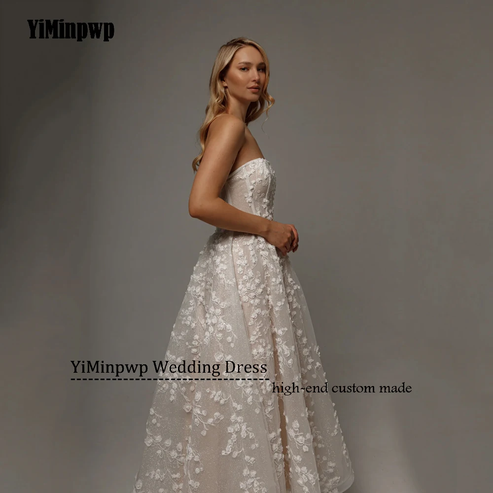 Блестящие свадебные платья трапециевидной формы с длинными рукавами и аппликацией, корсет, платья невесты для женщин, блестящий тюль, миди, платье de noiva по индивидуальному заказуБлестящие свадебные платья A-Line Пол