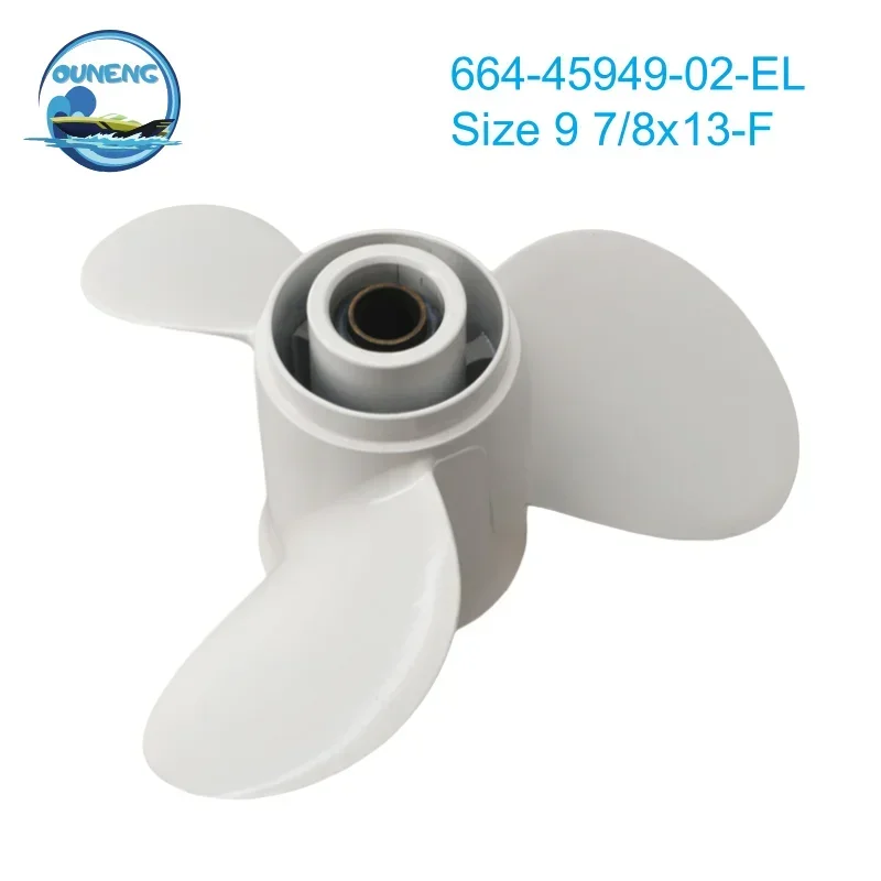 NEW Aluminum Propeller 664-45949-02-EL Size 9 7/8x13-F Yama-ha 25 30HP Outboard Engine 664-45949-00 White 3Blades 10Spline Tooth