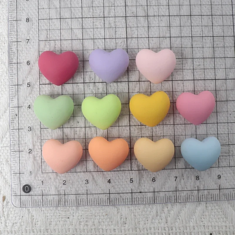 10/100pcs Resin Accessories Love Heart Frosted DIY Hairpin Keychain Pendant Handicrafts Patch Handmade Materials