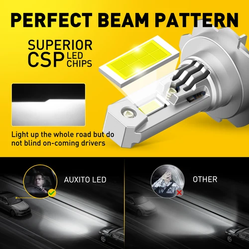Imagen 2 del producto AUXITO 2X 12V H7 faro LED Canbus sin Error H7 Turbo bombilla LED 360 CSP 100W 20000LM para Toyota Corolla Honda Hyundai Ford Kia