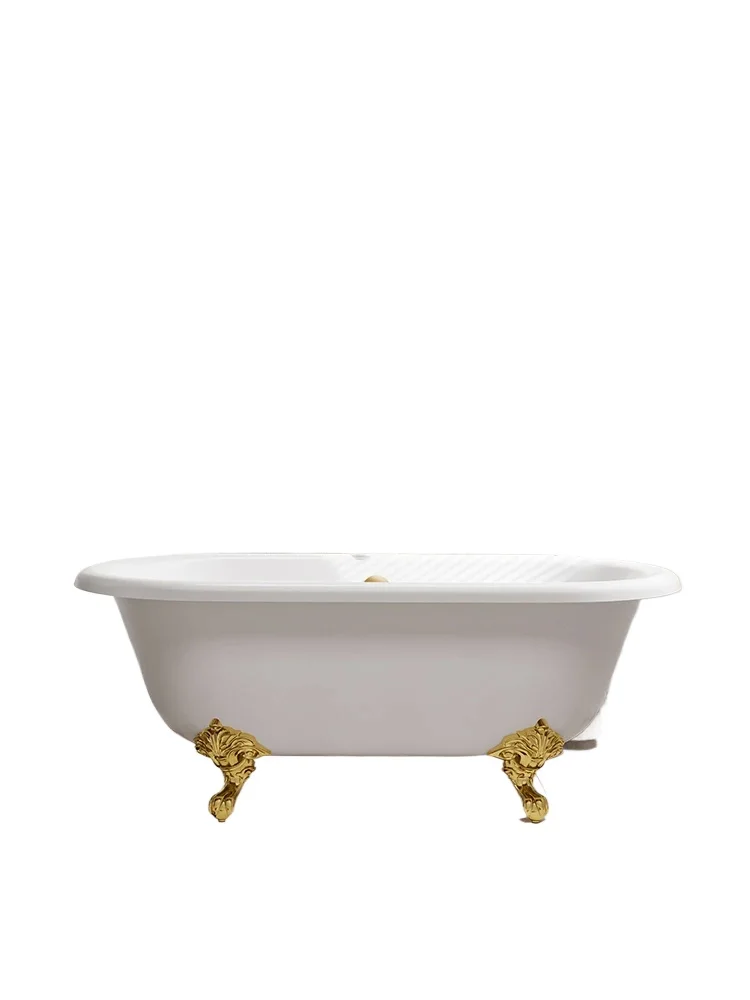 

European-Style Household Cast Iron Enamel Independent Imperial Concubine Bathtub Adult Bath Retro American Ceramic Large Bathtub