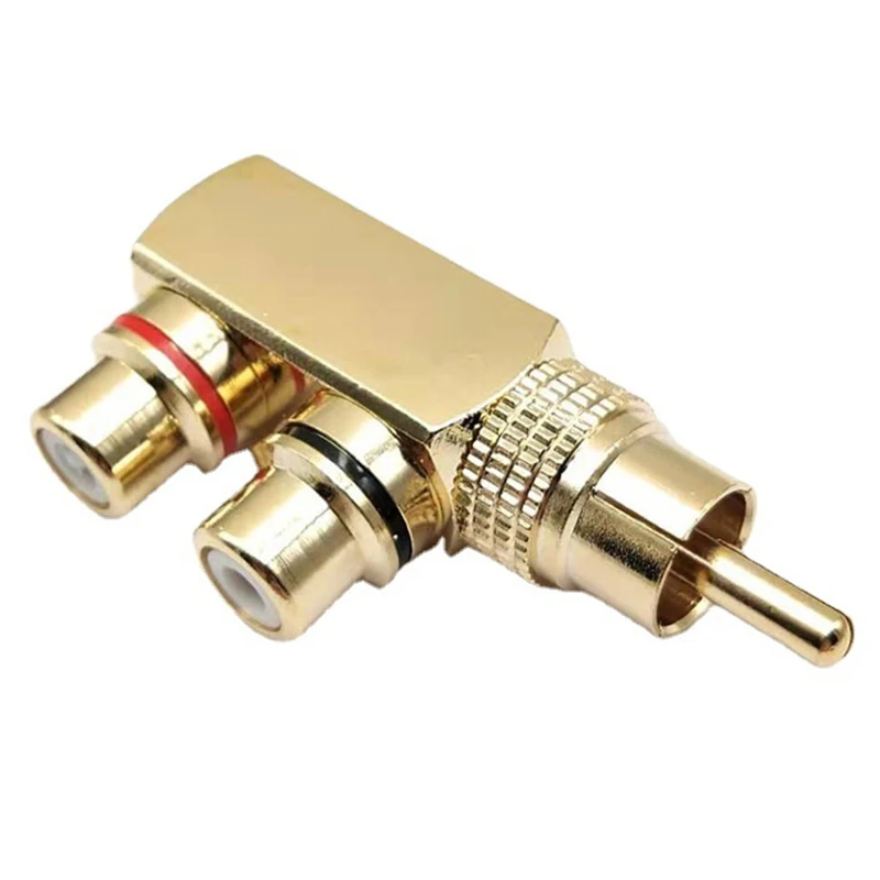 Gold Plated AV Audio Splitter Plug RCA Adapter 1 Male To 2 Female F Connector Tool