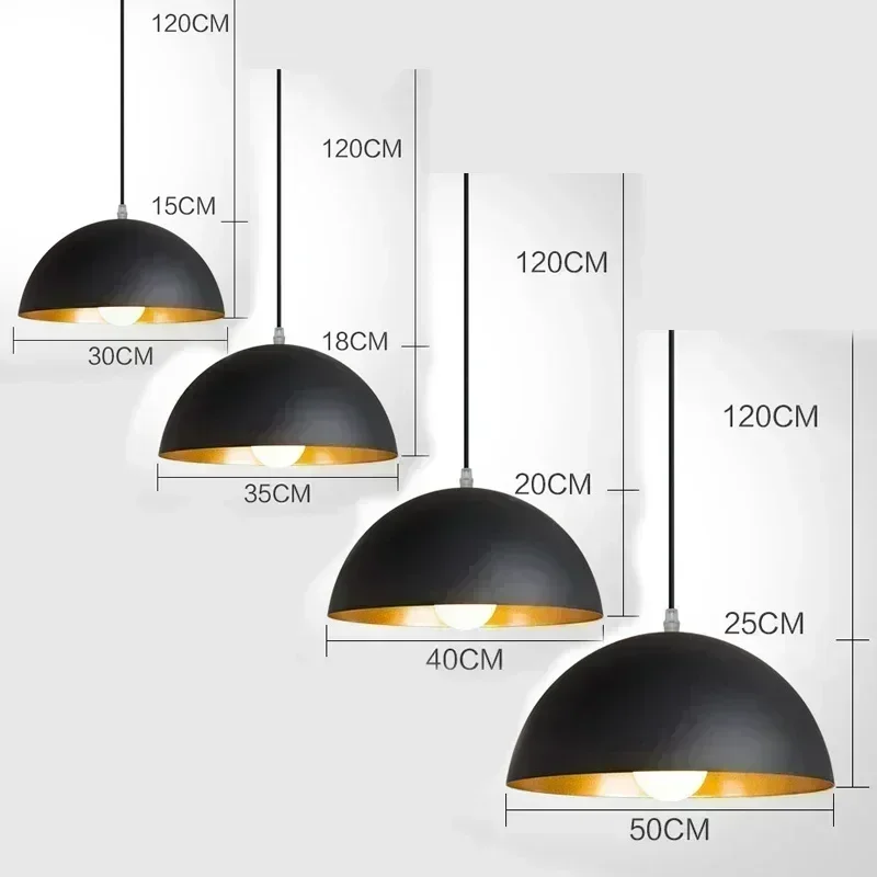 Northern EuropeMinimalist industrial style restaurant pendant light LED black semi-circular pendant light lighting fixture