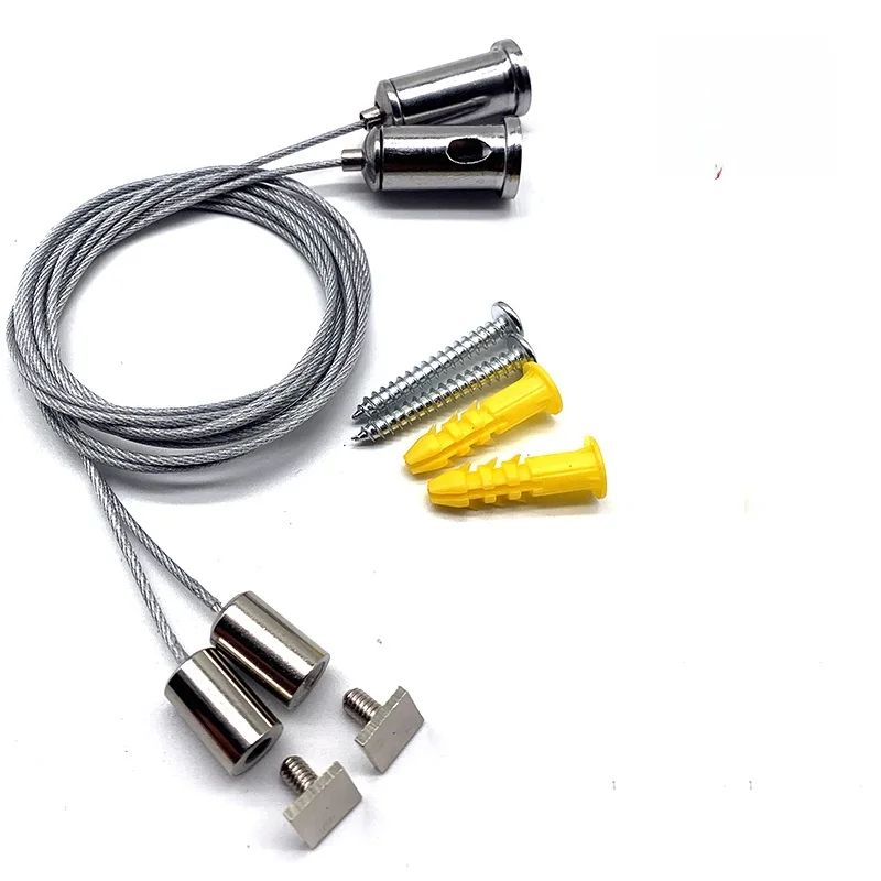 Light Fixture Hanging Cord Flat Panel Light Office Light Ceiling Panel Light Surface Mounted Aluminum Profile Steel Wire Rope