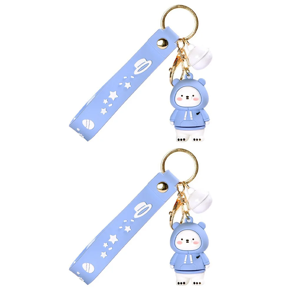 

2 Pcs Key Chains Pendant Cartoon Bear PVC Soft Glue Alloy Hanging nament Lightweight Bag Decor Backpack Car Key Accessories
