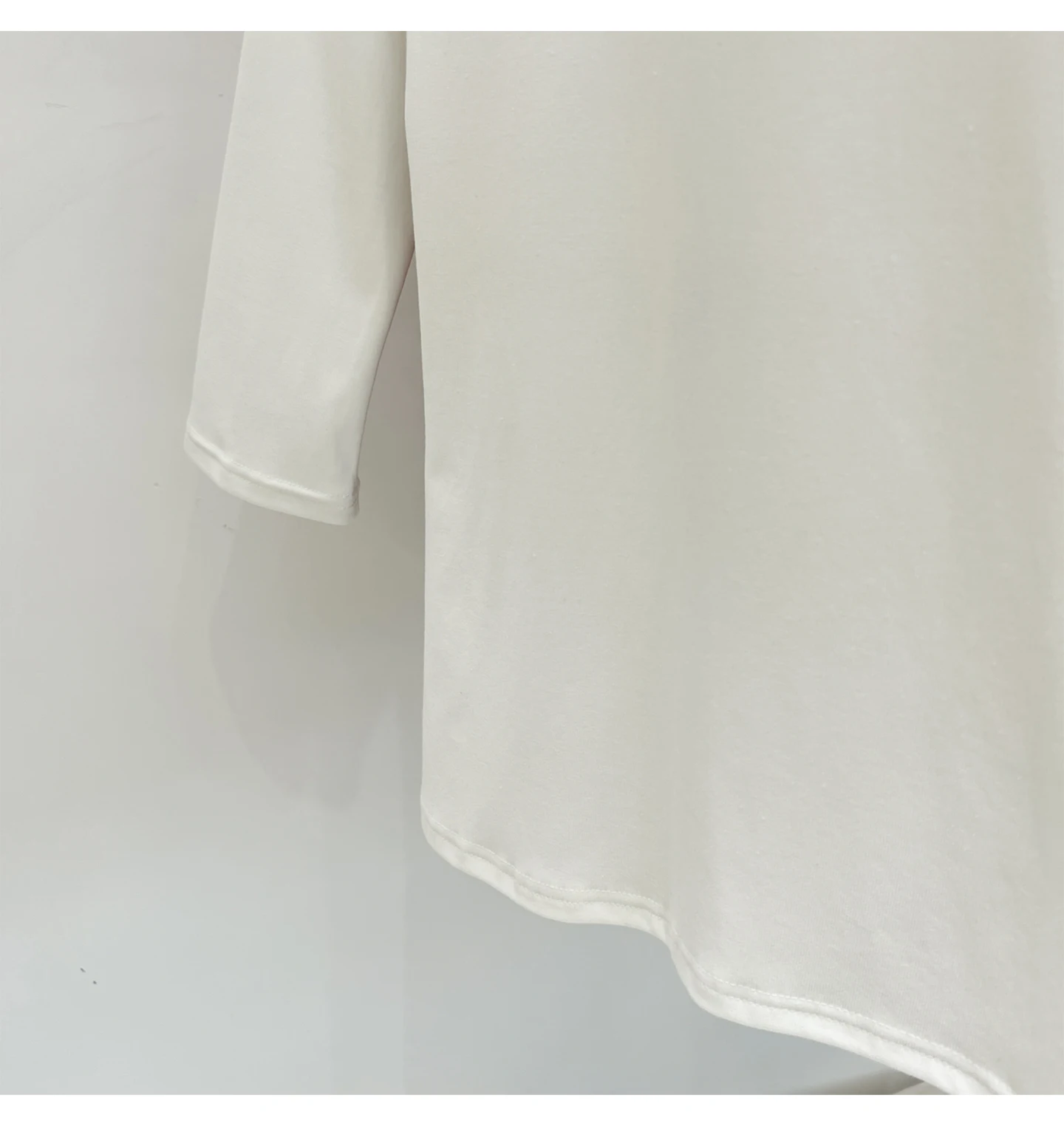 Zjaiss Women's White Base Top 2026 New U-Neck Three-Quarter Sleeve Tee for Spring & Summer Solid Versatile Casual Simple T-Shirt