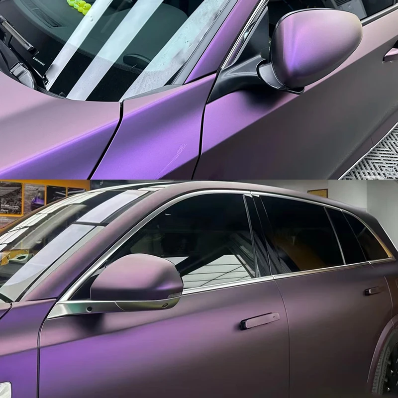 PET الترا ماتي شبح أسود أرجواني معدني سيارة الفينيل التفاف الفيلم مع الهواء الإصدار ذاتية اللصق DIY دراجة نارية ملصق مائي