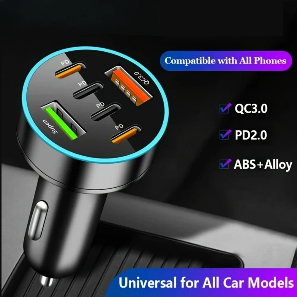 Multi Port PD QC3.0 USB C Car Charger Super Fast Charging For iPhone 15 Max Samsung Xiaomi Type C Universal for All Car Models