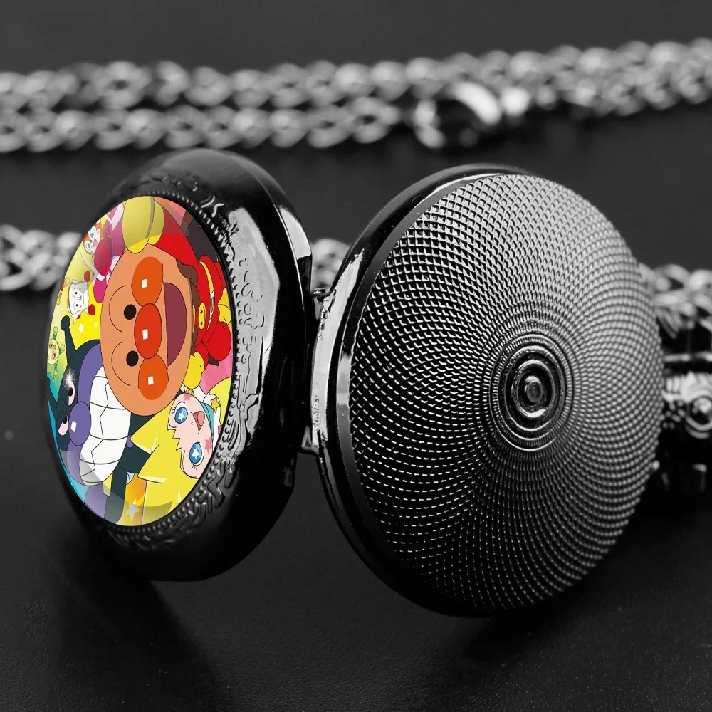 Cartoon Design Glass Dome Quartz Pocket Watch with Arabic Numerals Dial Durable Chain Perfect For Gifts