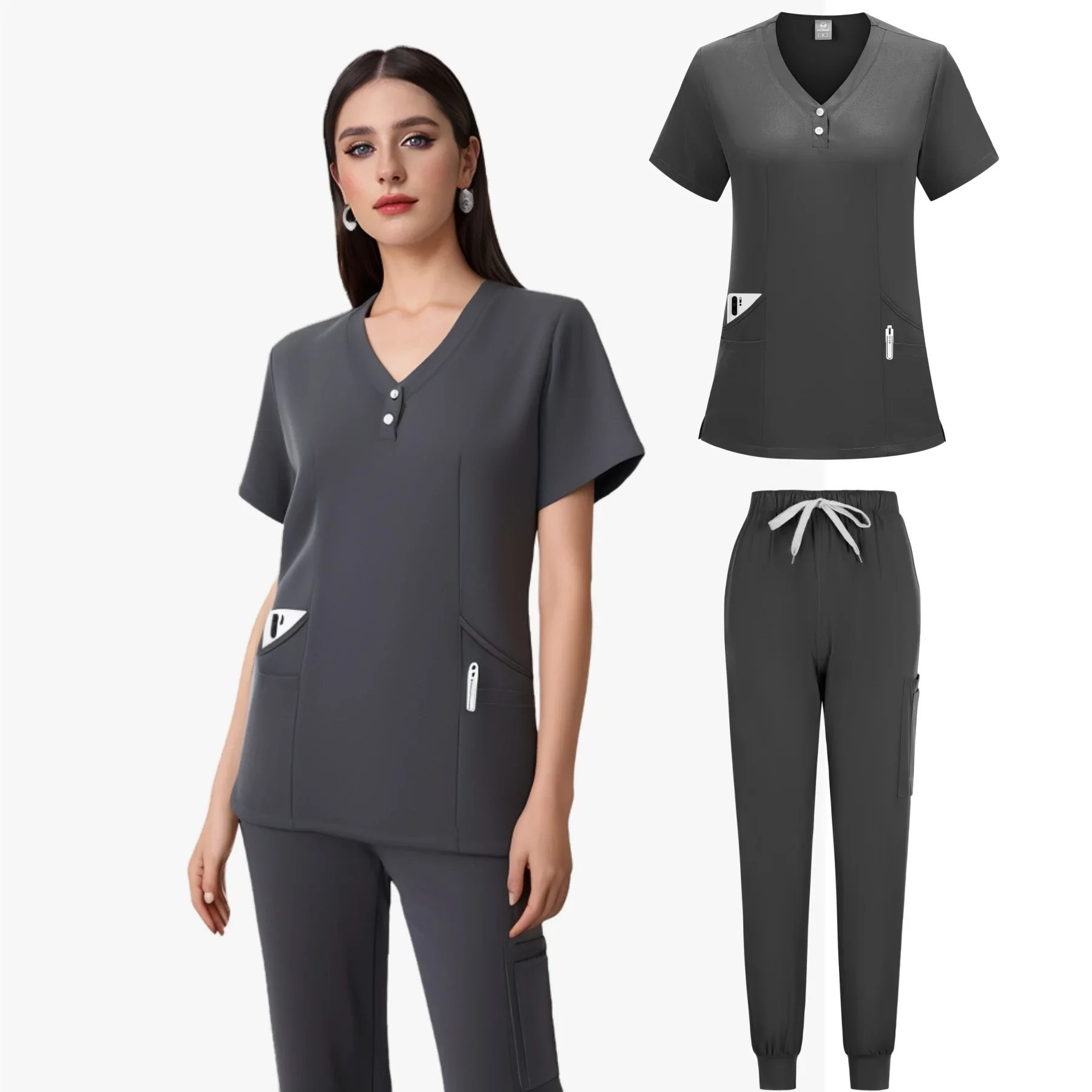 Uniforme d'infirmière pour femmes, robe génératrice solide, ensembles de gIslande pour médecin, vêtements de travail unisexes pour hôpital, haute qualité, vente en gros, nouveau