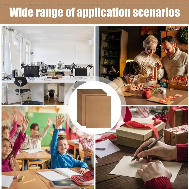 Kraft Cardstock 100 Sheets Card Stock Printer Paper A6 Blank Printable Business Cards Heavy Duty Kraft Paper Folded Cardstock