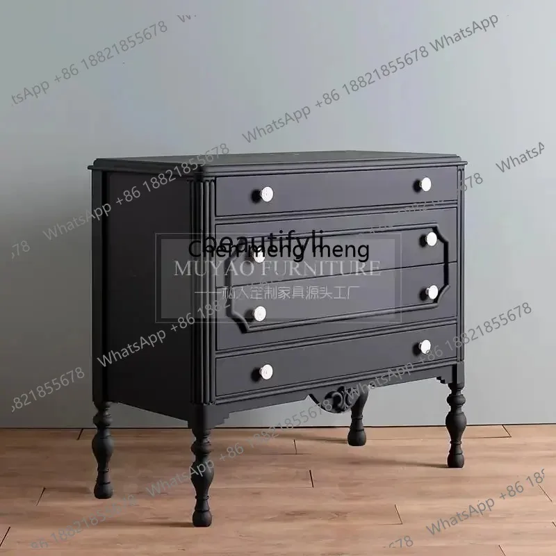 

LHY26 ss New style NN French retro solid wood, American locker, wabi-sabi wind porch, black medieval storage cabinet ss 8617
