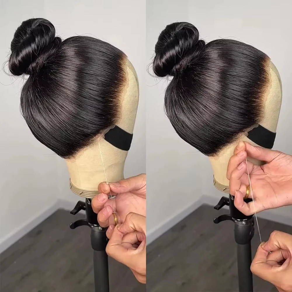 

Real 360 Invisible Strap Glueless Wigs Human Hair Bone Straight Pull Go Transparent Lace Front Wig With Elastic Drawstring