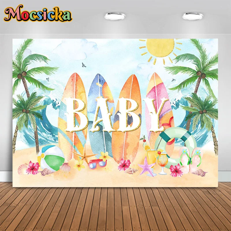 

Mocsicka Photography Backdrops Surfboards Summer Seaside Background Decor Boys Girls Birthday Party Kids Photo Studio Banner