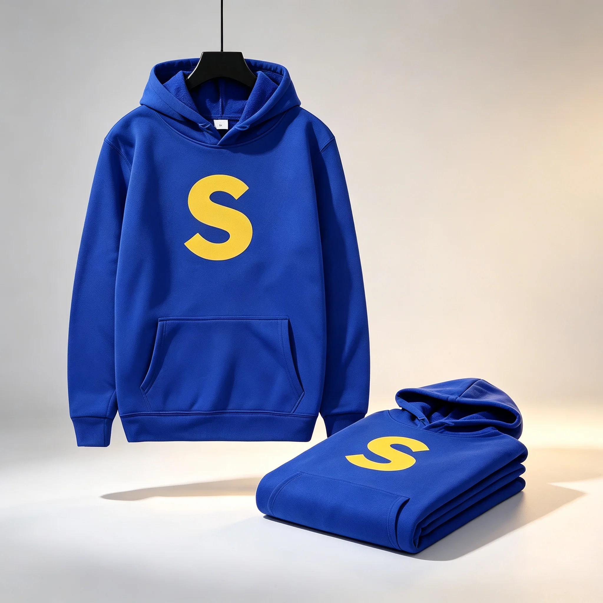 Two-piece oversized hooded sweater with letter 