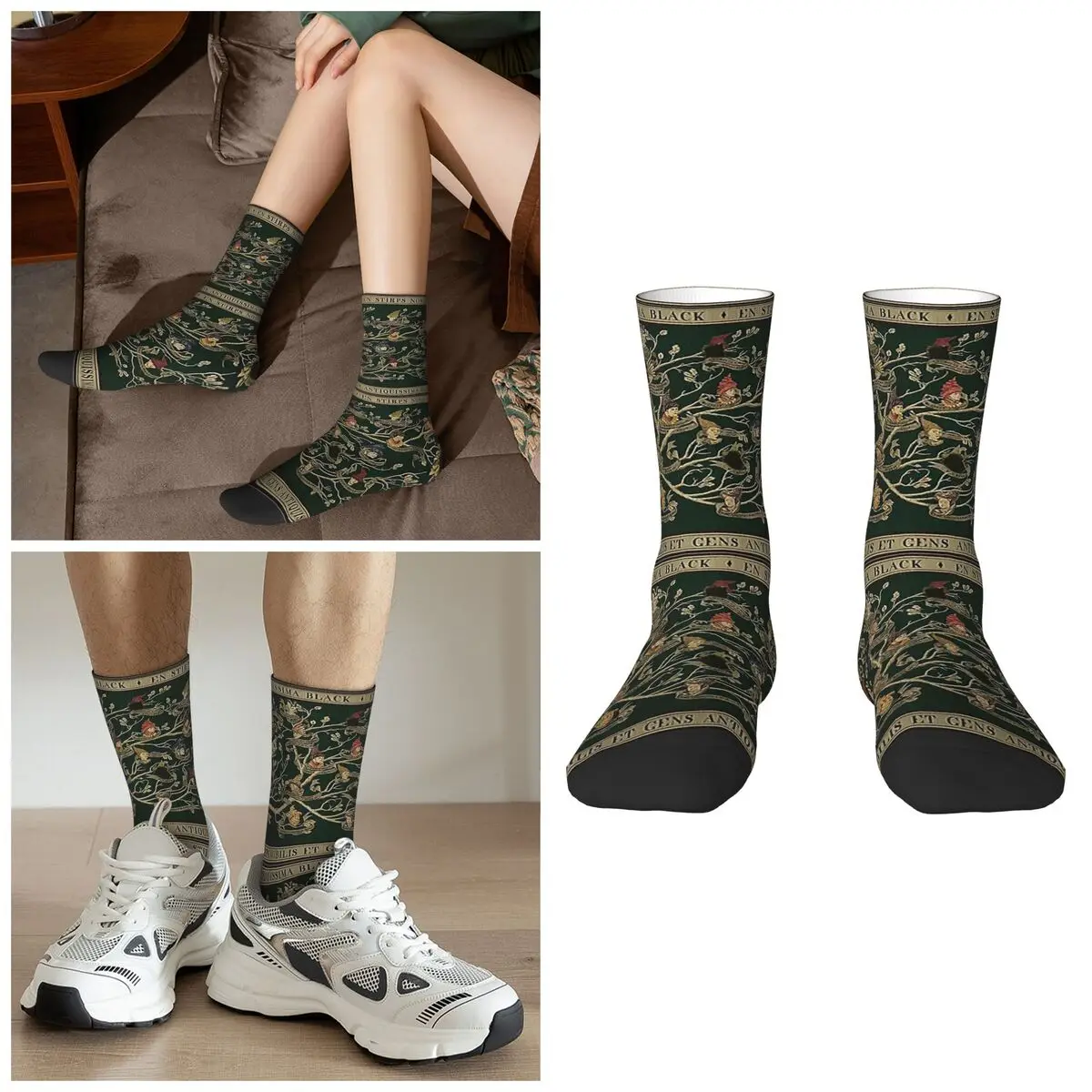 

Noble House Of Black Famil Socks Harajuku Sweat Absorbing Stockings All Season Long Socks Accessories for Man's Woman's Gifts